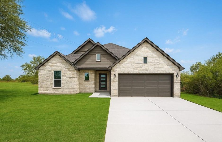 Front exterior of a new home in , Prairie View, TX, highlighting curb appeal (Image 2). Front exterior of a new home in , Prairie View, TX, highlighting curb appeal (Image 2).