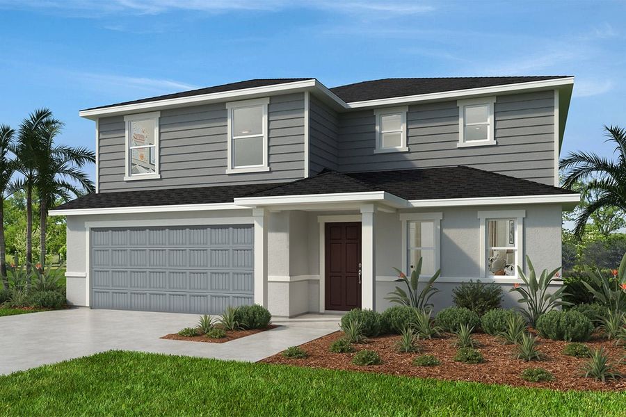 Representative exterior photo of a completed home built from the 2766 by KB Home in Meade Estates, Seffner, FL (Image 7). Representative exterior photo of a completed home built from the 2766 by KB Home in Meade Estates, Seffner, FL (Image 7).