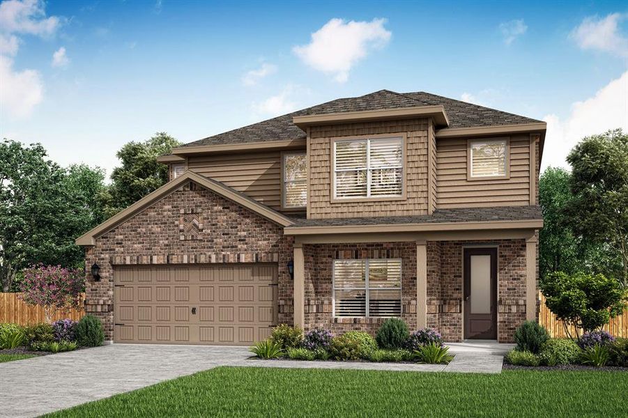 This is an example of a Sabine floorplan. the estimated construction completion date for the Sabine built at 10916 Gray Mare Drive is December 2024. *Exterior finishes may differ from what is shown in the photo.*