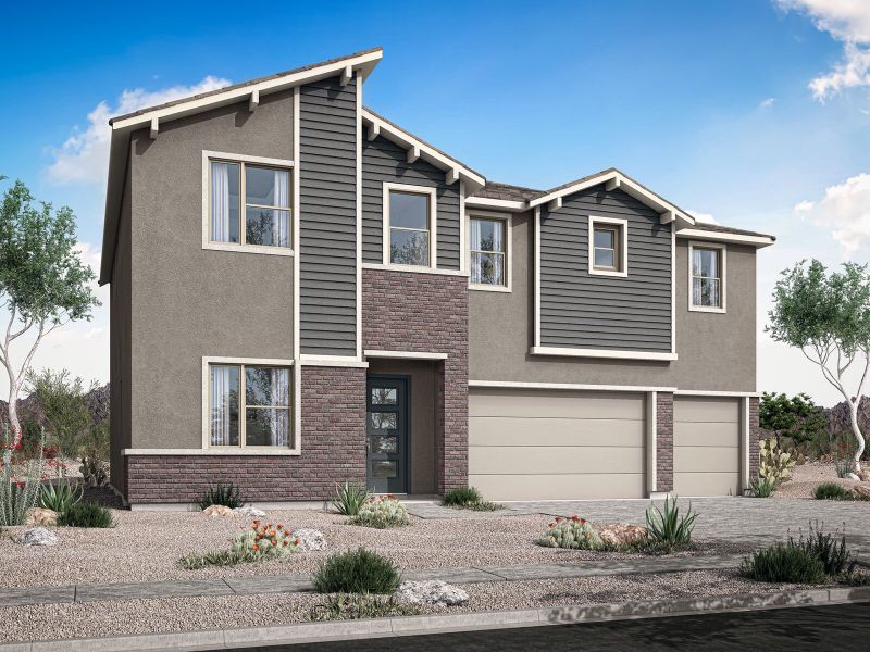 Representative exterior photo of a completed home built from the Redwood by Mattamy Homes in Landmarke, Queen Creek, AZ (Image 6). Representative exterior photo of a completed home built from the Redwood by Mattamy Homes in Landmarke, Queen Creek, AZ (Image 6).