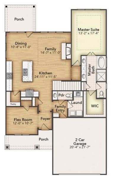 2D floor plan layout of this home in Liberty Pointe, Gainesville, TX (Image 3).