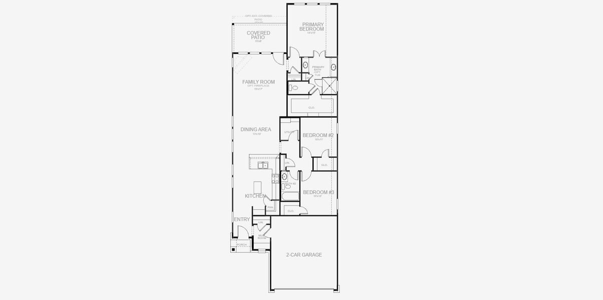 2D floor plan layout for the 1593W by Perry Homes in Wildtree, Montgomery, TX (Image 4).