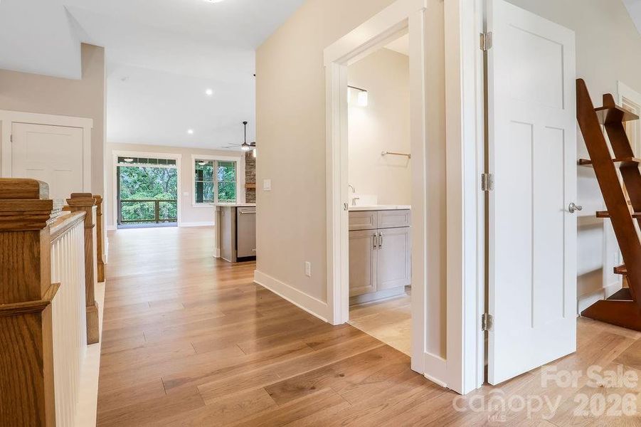 Entry hall leading to kitchen and great room.