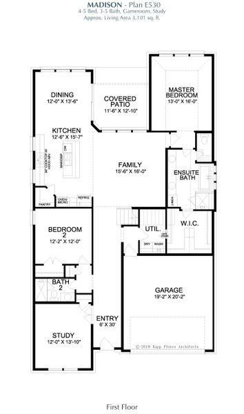 2D floor plan layout for the Madison by Landon Homes in Fields - East Village, Frisco, TX (Image 4). 2D floor plan layout for the Madison by Landon Homes in Fields - East Village, Frisco, TX (Image 4).