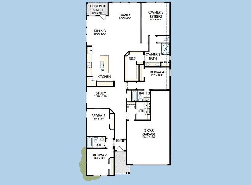 2D floor plan layout for the The Willow by David Weekley Homes in Crighton Cove - Retreat Collection, Conroe, TX (Image 3).