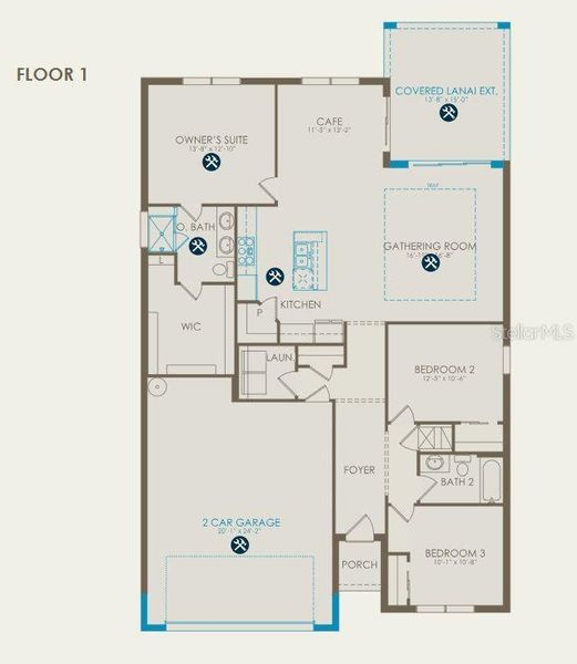 Floor plan with structural options selected