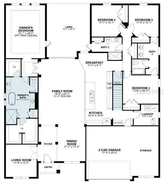 2D floor plan layout of this home in Wolf Lake Ranch, Apopka, FL (Image 5).