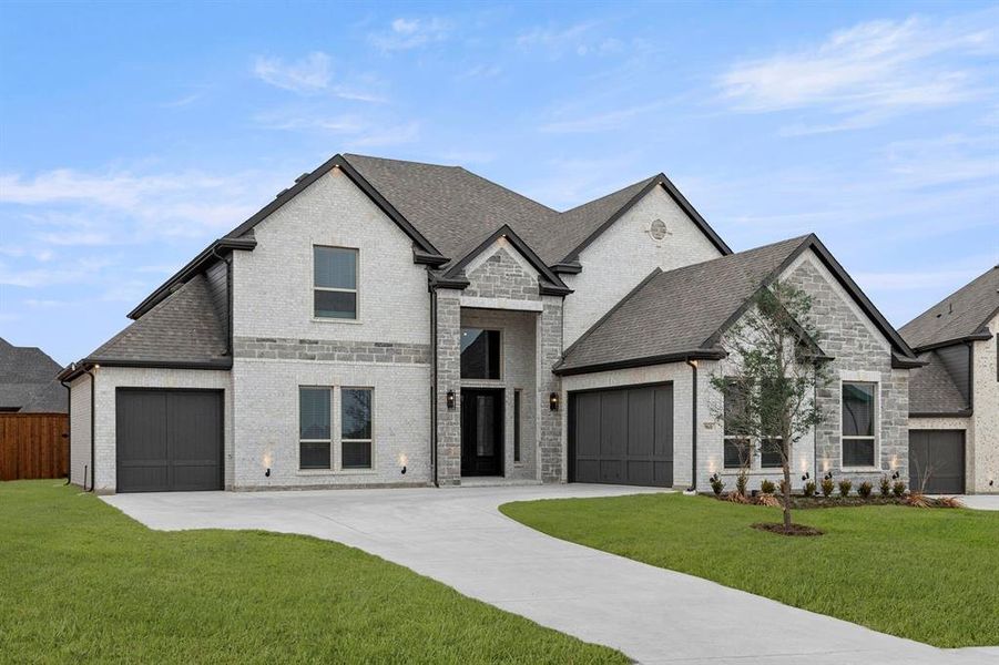 Front exterior of a new home in Cambridge Estates - Harwood, Prosper, TX, highlighting curb appeal (Image 23).