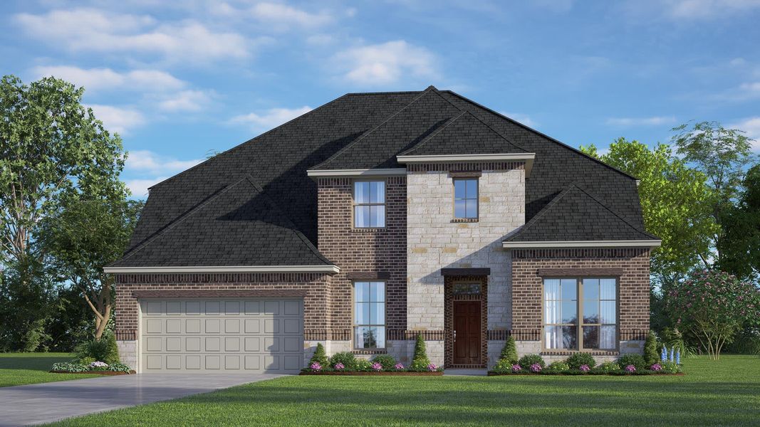 Elevation A with Stone | Concept 3473 at Abe's Landing in Granbury, TX by Landsea Homes