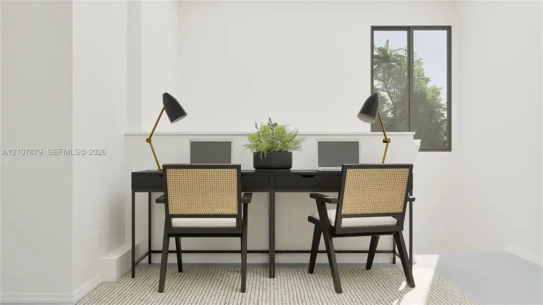 Upstairs is an intimate loft space that can host a work desk for studying and homework, as it’s shown here.