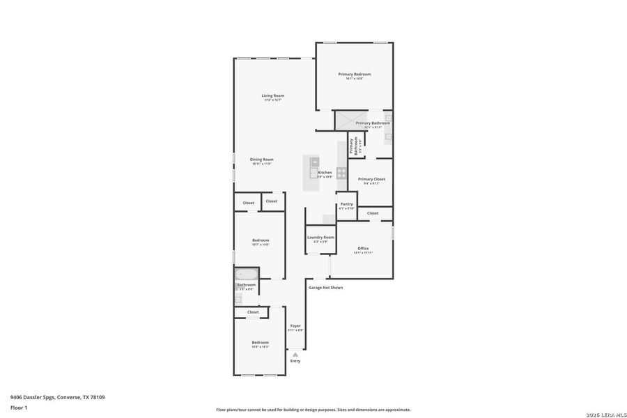 2D floor plan layout of this home in Hightop Ridge, Converse, TX (Image 3).