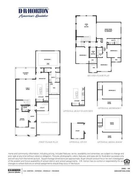 2D floor plan layout for the Chloe by D.R. Horton in Alexander 65' Homesites, Pearland, TX (Image 5).