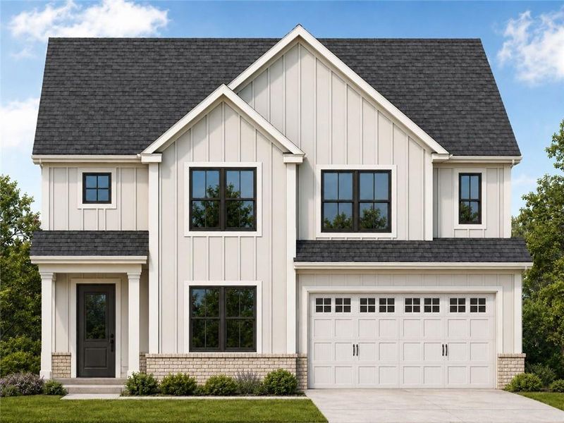 Front exterior of a new home in , Dallas, GA, highlighting curb appeal (Image 1). Front exterior of a new home in , Dallas, GA, highlighting curb appeal (Image 1).