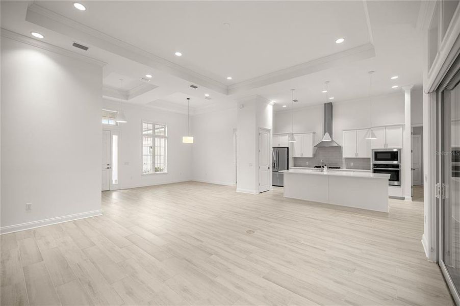 Overview of the living area and dining area