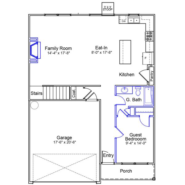 2D floor plan layout of this home in Bell West, Kernersville, NC (Image 4).