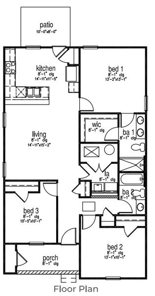 2D floor plan layout for the LEWIS by D.R. Horton in Longleaf Village, Rincon, GA (Image 4).
