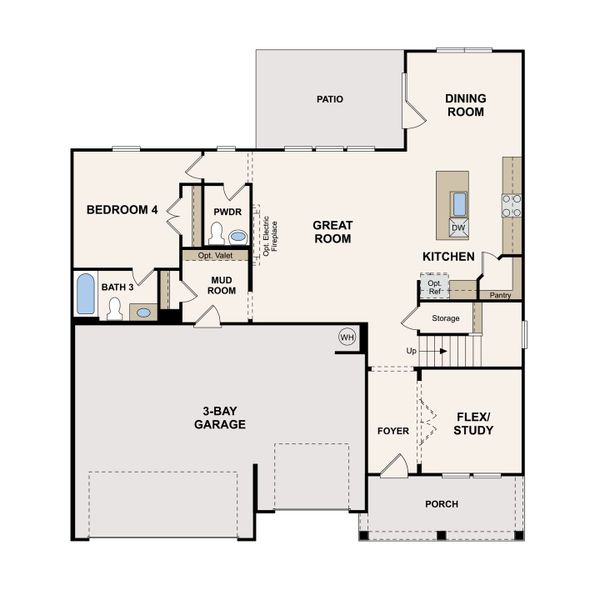 2D floor plan layout for the Hibiscus by Century Communities in The Oaks, Mount Juliet, TN (Image 3).