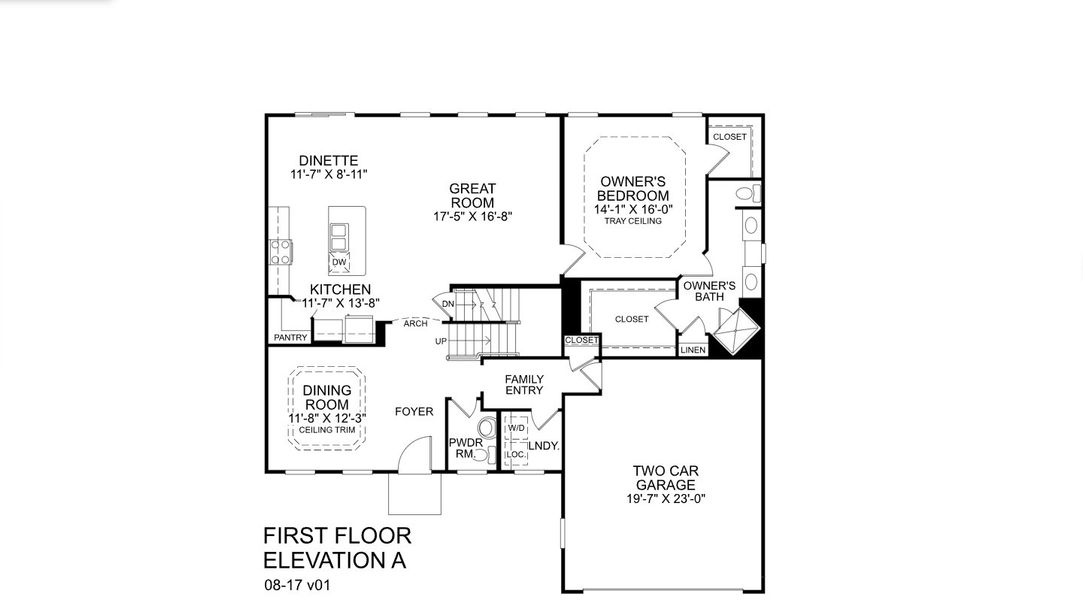 2D floor plan layout for the Esquire Place by Ryan Homes in Crystal Falls Estates, Dawsonville, GA (Image 2).