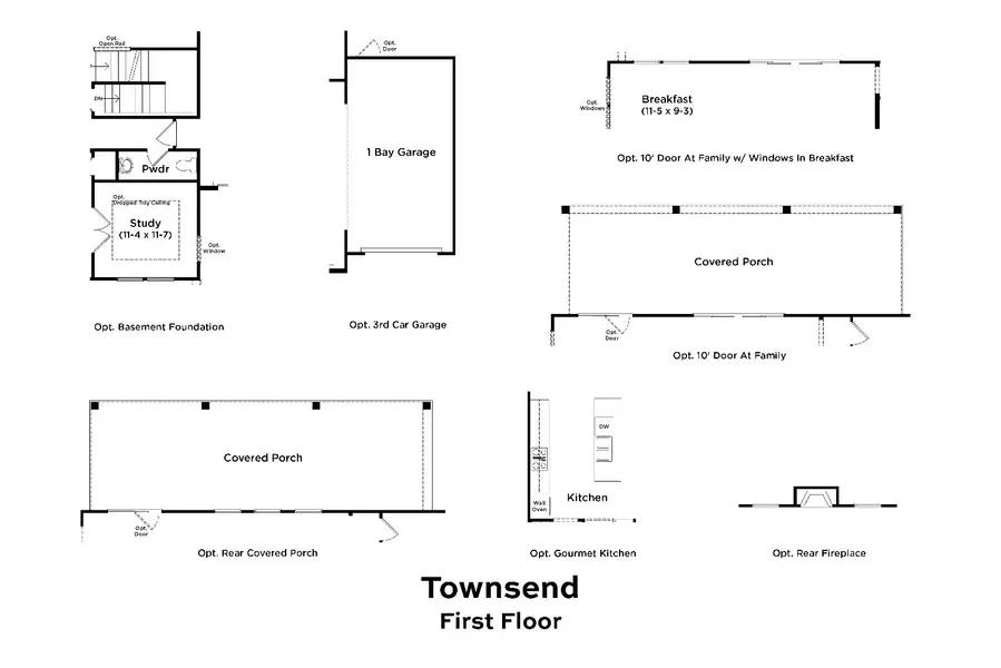 2D floor plan layout for the Townsend by DRB Homes in Reserve at Crowthorne, Zebulon, NC (Image 4).