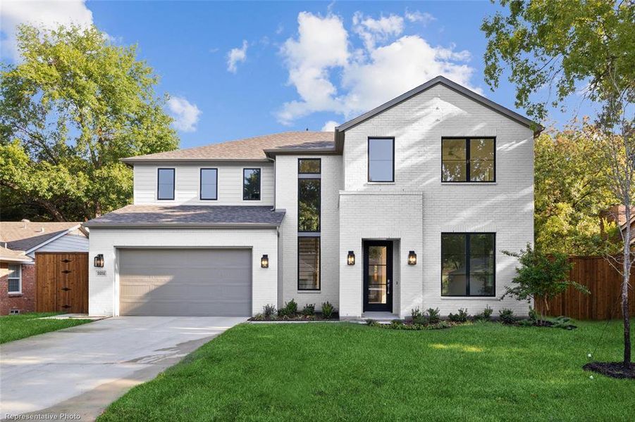 Exterior brick and siding virtually painted white