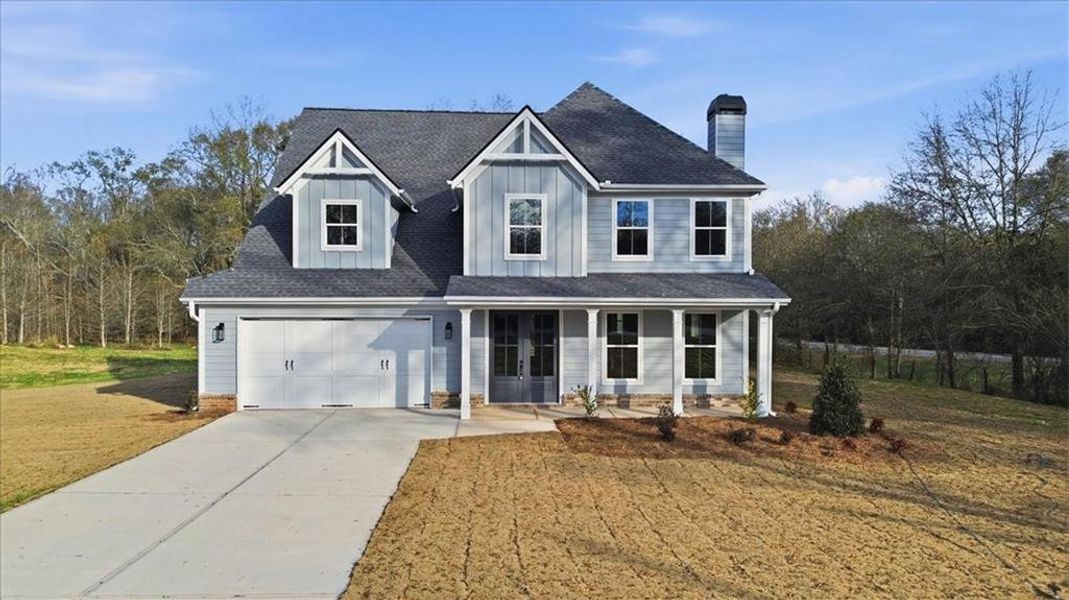 Front exterior of a new home in , Statham, GA, highlighting curb appeal (Image 31). Front exterior of a new home in , Statham, GA, highlighting curb appeal (Image 31).