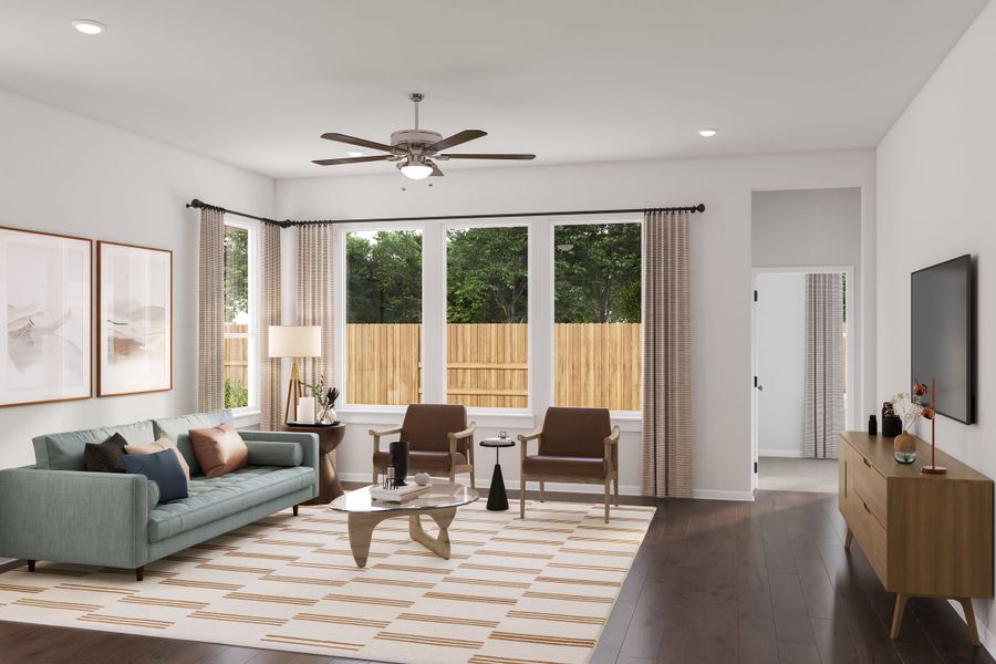 Representative furnished interior of a home built from the Windsor by Tri Pointe Homes in Lariat, Liberty Hill (Image 13).