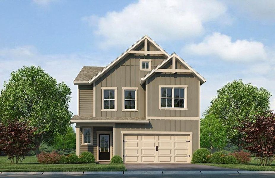 Front exterior of a new home in Walden Park – The Retreat, Jonesboro, GA, highlighting curb appeal (Image 1). Front exterior of a new home in Walden Park – The Retreat, Jonesboro, GA, highlighting curb appeal (Image 1).