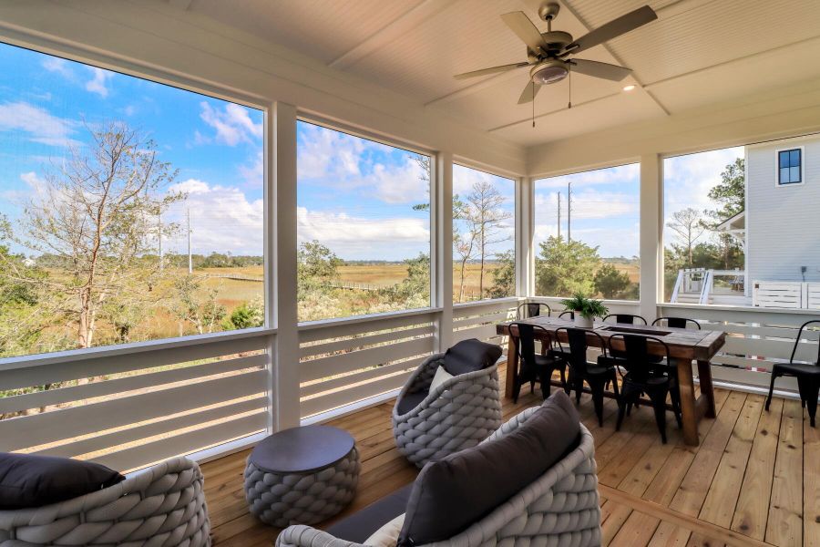 Exterior details and patio area of a home in The Preserve at Pennys Creek, Johns Island (Image 23).