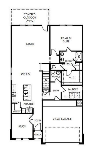 2D floor plan layout of this home in Prairie Winds - Reserve Collection, Hutto, TX (Image 2). 2D floor plan layout of this home in Prairie Winds - Reserve Collection, Hutto, TX (Image 2).