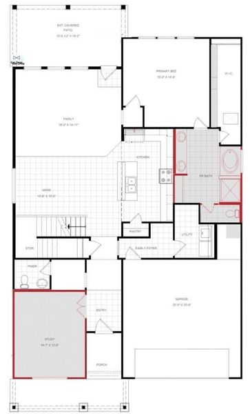 2D floor plan layout of this home in Attwater 55s - Country, Waller, TX (Image 11).