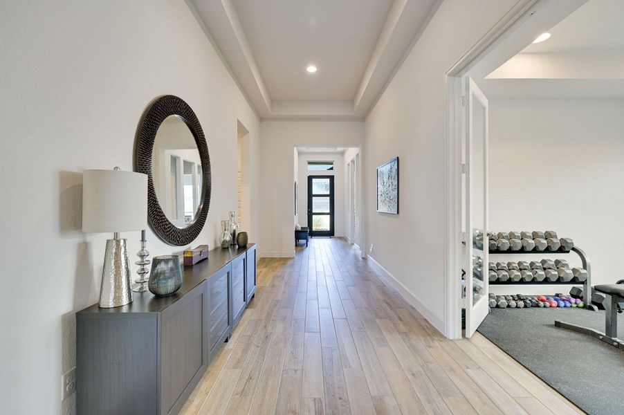 Furnished interior view inside a new home in 6 Creeks 50', Kyle (Image 14).