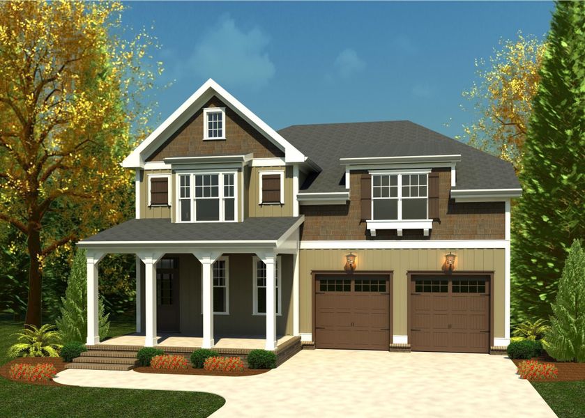 Representative exterior photo of a completed home built from the Tahiti by Designer Homes of Georgia in Austin Heights, North Augusta, SC (Image 1).