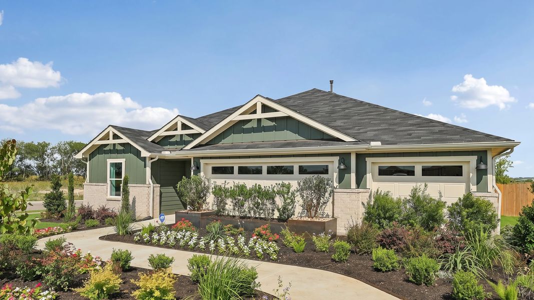 Representative exterior photo of a completed home built from the The Fairfield by D.R. Horton in Monarch Ranch, Manor, TX (Image 2).