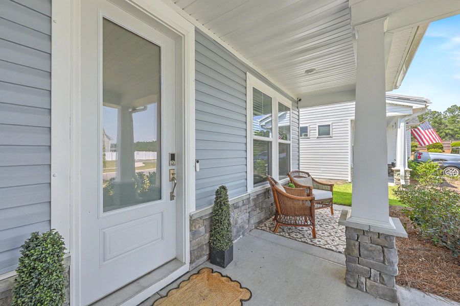 Exterior details and patio area of a home in The Groves of Berkeley, Moncks Corner (Image 26). Exterior details and patio area of a home in The Groves of Berkeley, Moncks Corner (Image 26).