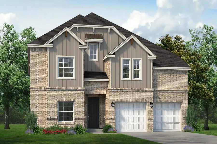 Representative exterior photo of a completed home built from the Monte Carlo by Sandlin Homes in Timberbrook, Justin, TX (Image 18).