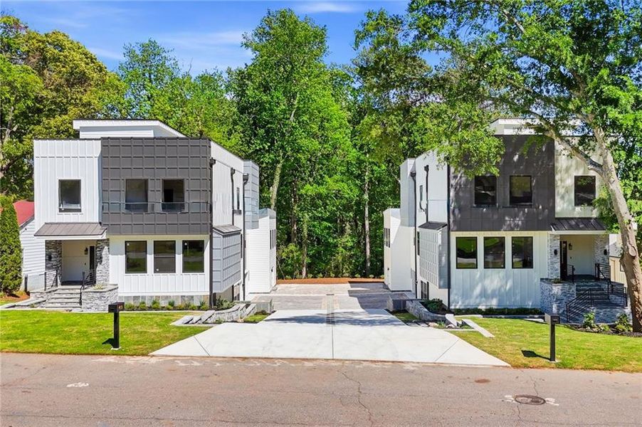 Front exterior of a new home in , Roswell, GA, highlighting curb appeal (Image 1). Front exterior of a new home in , Roswell, GA, highlighting curb appeal (Image 1).