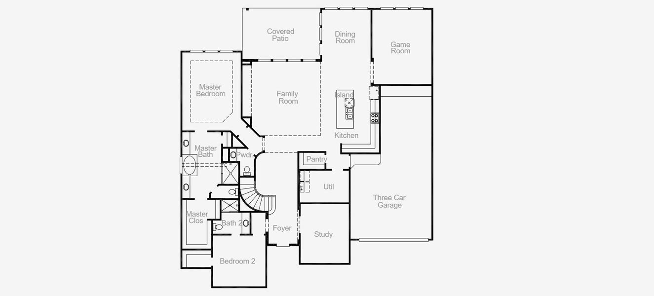 2D floor plan layout of this home in Parkside on the River 70', Georgetown, TX (Image 4).