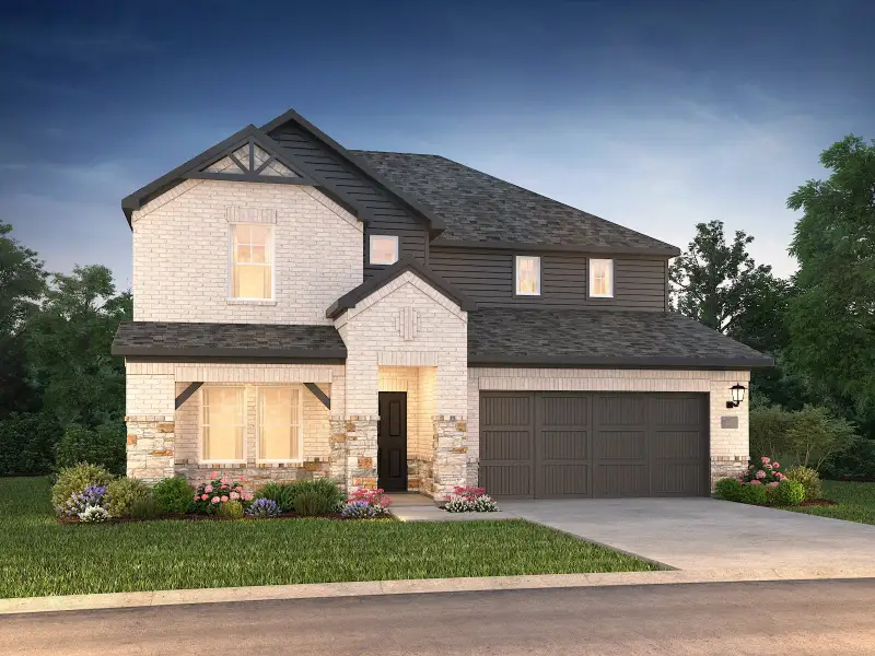 Front exterior of a new home in Eastridge - Signature Series, McKinney, TX, highlighting curb appeal (Image 1). Front exterior of a new home in Eastridge - Signature Series, McKinney, TX, highlighting curb appeal (Image 1).