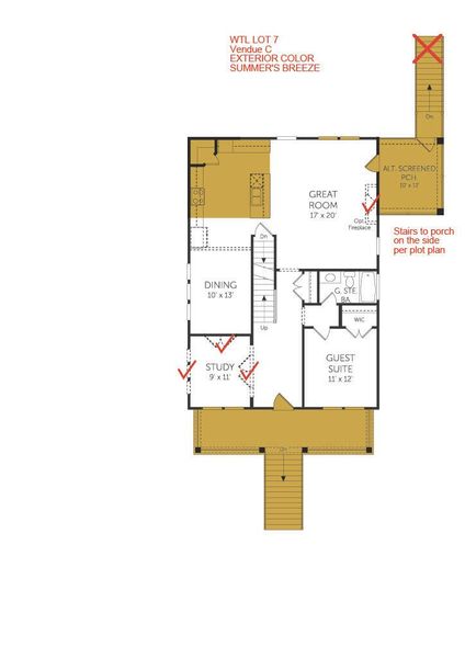 2D floor plan layout of this home in Twin Lakes, Johns Island, SC (Image 2).