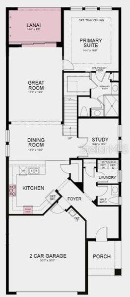 Structural options added include: gourmet kitchen, pocket sliding glass doors to lanai, pocket door from primary suite to primary bath, outdoor kitchen rough-in plumbing, 8ft doors throughout.