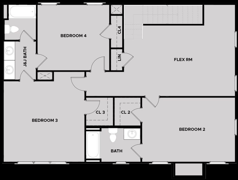 2D floor plan layout for the Cottage 2 - Homesites by Dream Finders Homes in Trove, Watkinsville, GA (Image 3).