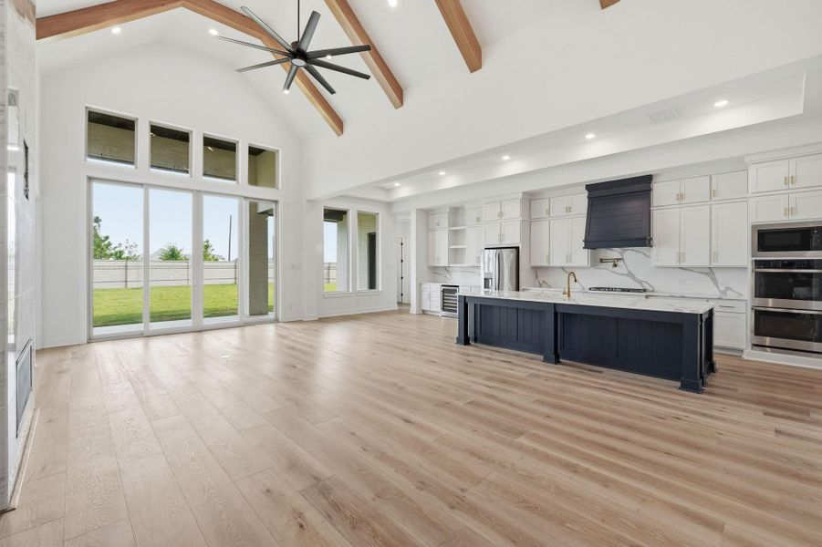 Open plan living room and kitchen