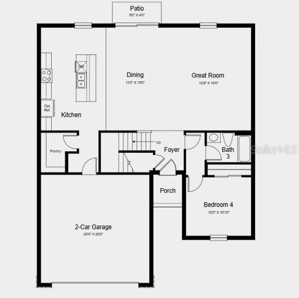 2D floor plan layout of this home in Waterstone, Groveland, FL (Image 3).