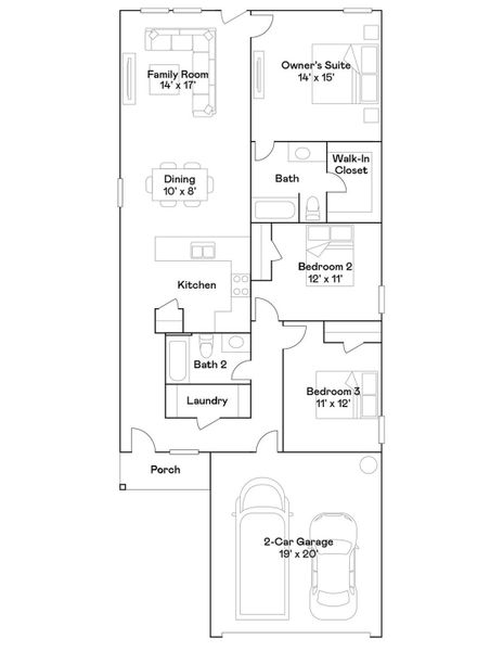 2D floor plan layout of this home in Meadow Park, Conroe, TX (Image 3).