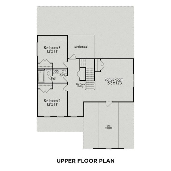 2D floor plan layout for the The Ash by Davidson Homes LLC in Retreat at North Main, Lillington, NC (Image 5).