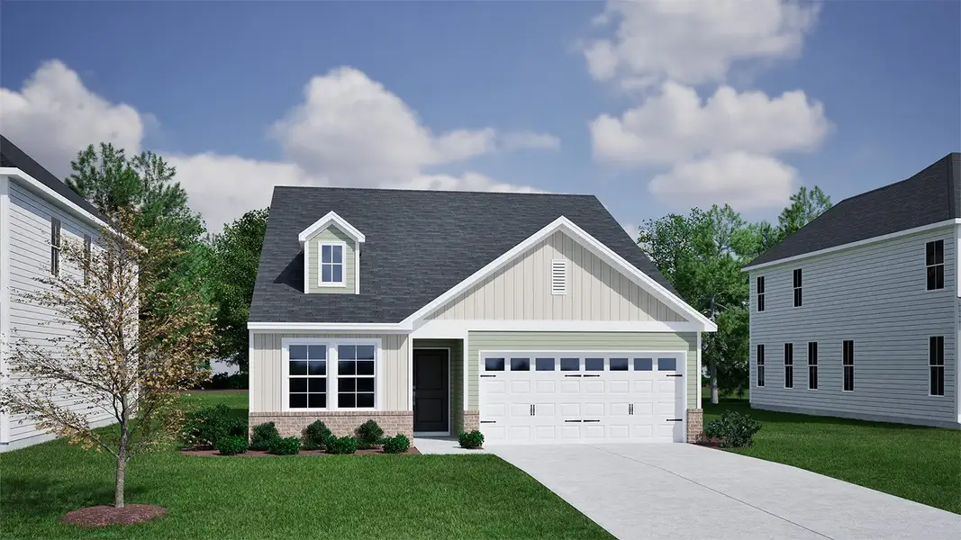 Representative exterior photo of a completed home built from the Lawrence - Genesis Value Collection by Mungo Homes in Avenue One, Castle Hayne, NC (Image 16). Representative exterior photo of a completed home built from the Lawrence - Genesis Value Collection by Mungo Homes in Avenue One, Castle Hayne, NC (Image 16).