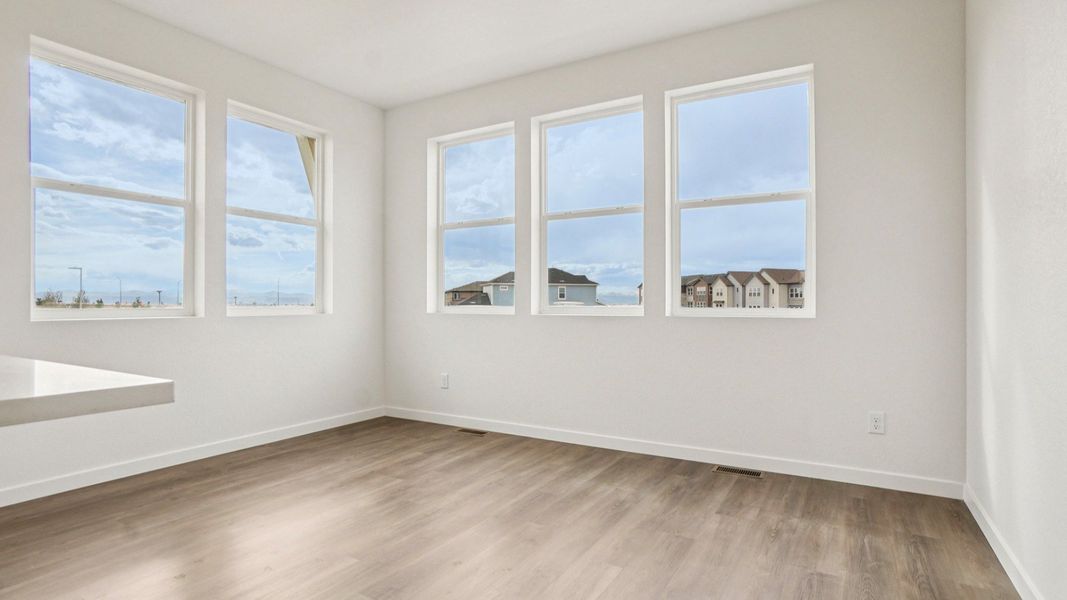 Furnished interior view inside a new home in Windler Townhomes, Aurora (Image 8). Furnished interior view inside a new home in Windler Townhomes, Aurora (Image 8).