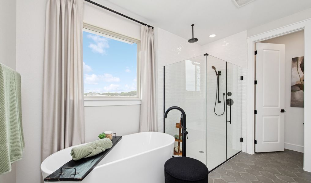 Primary bath freestanding tub and glass shower enclosure Primary bath freestanding tub and glass shower enclosure