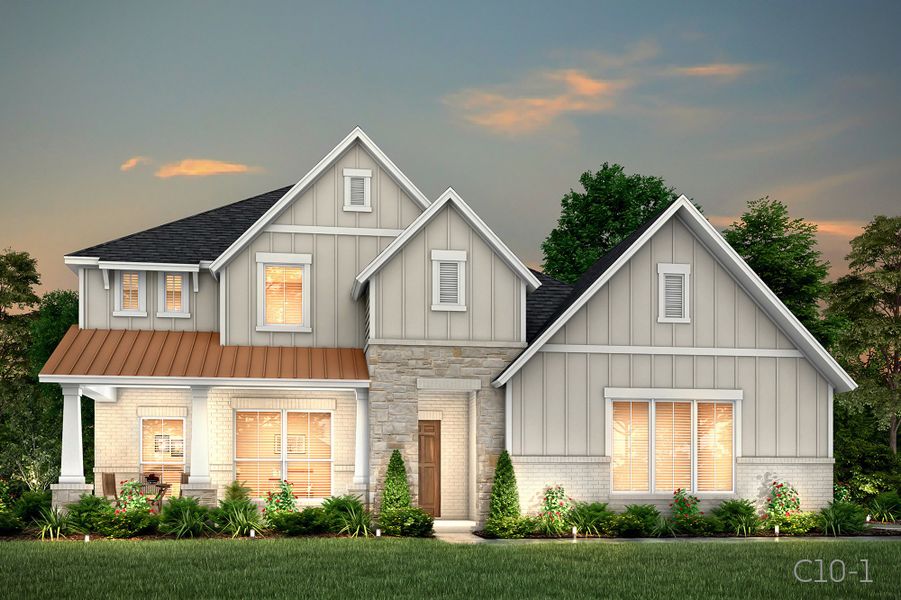 Representative exterior photo of a completed home built from the Phoenix by John Houston Homes in Levante - 1 Acre Lots, Waxahachie, TX (Image 9). Representative exterior photo of a completed home built from the Phoenix by John Houston Homes in Levante - 1 Acre Lots, Waxahachie, TX (Image 9).