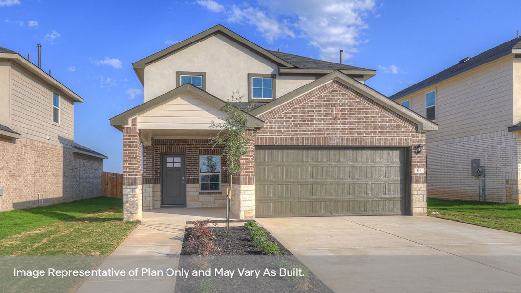Representative exterior photo of a completed home built from the The Nicole by D.R. Horton in Whisper South, San Marcos, TX (Image 1). Representative exterior photo of a completed home built from the The Nicole by D.R. Horton in Whisper South, San Marcos, TX (Image 1).